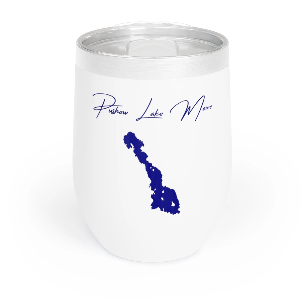 Maine Pushaw Lake Wine Tumbler front position view from front white.webp