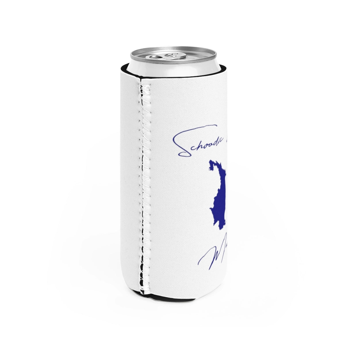Maine Schoodic Lake Slim Can Koozie all position view from right white.webp