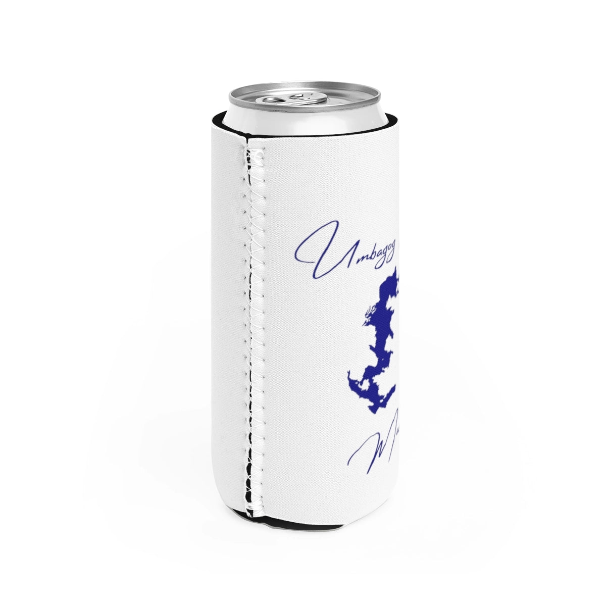 Maine Umbagog Lake Slim Can Koozie all position view from right white.webp