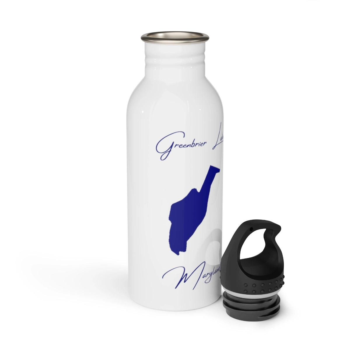 Maryland Greenbrier Lake Water bottle other position view from open white.webp