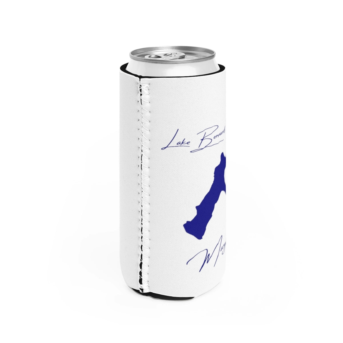 Maryland Lake Bernard Frank Slim Can Koozie all position view from right white.webp