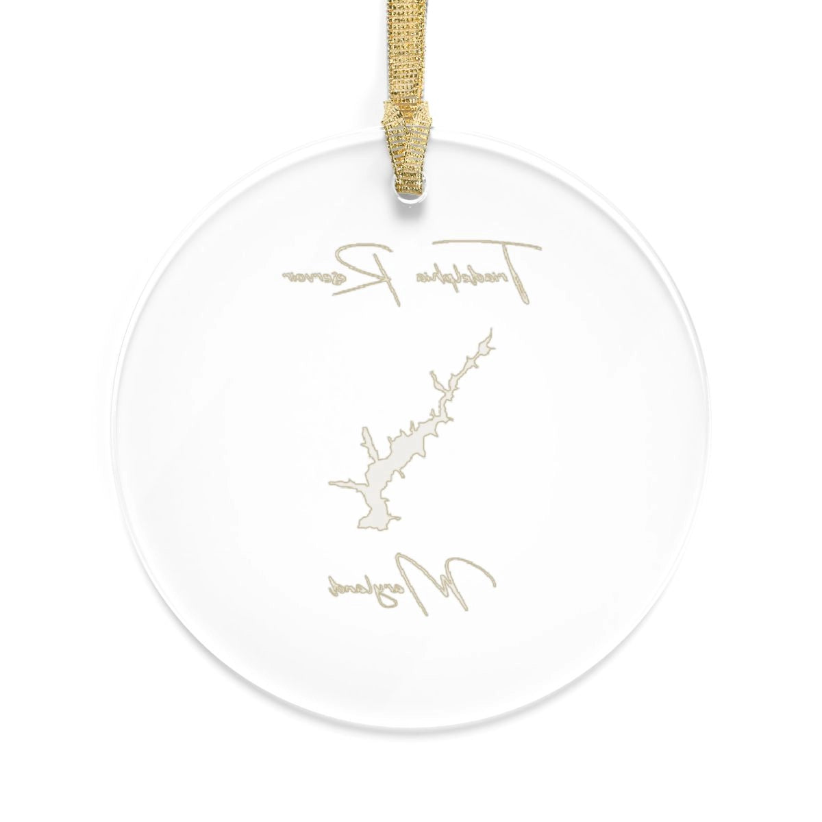 Maryland Triadelphia Reservoir Tree Ornament other position view from back round.webp