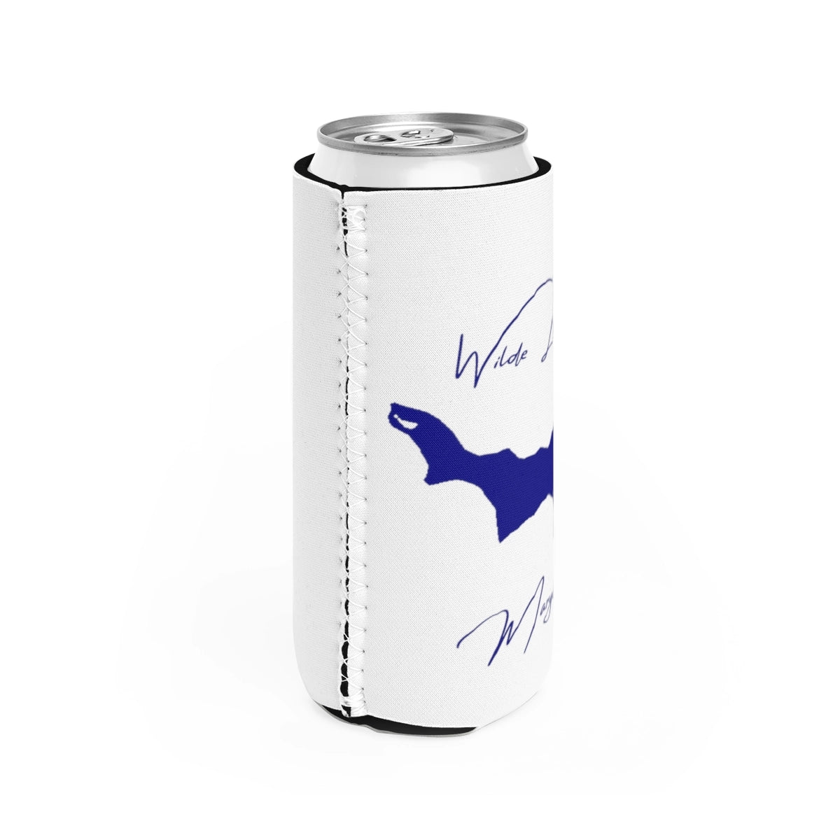 Maryland Wilde Lake Slim Can Koozie all position view from right white.webp