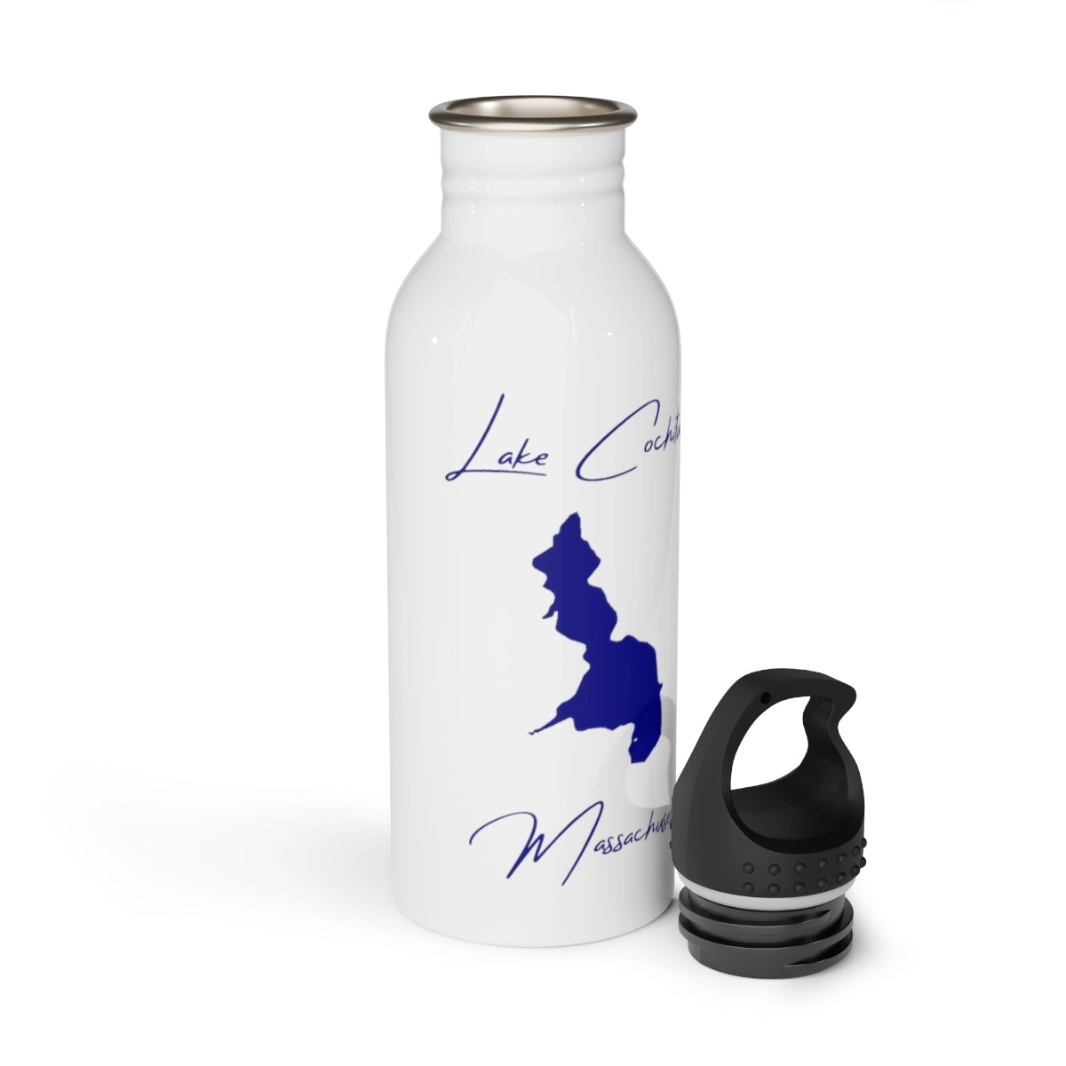 Massachusetts Lake Cochituate Water bottle other position view from open white.webp