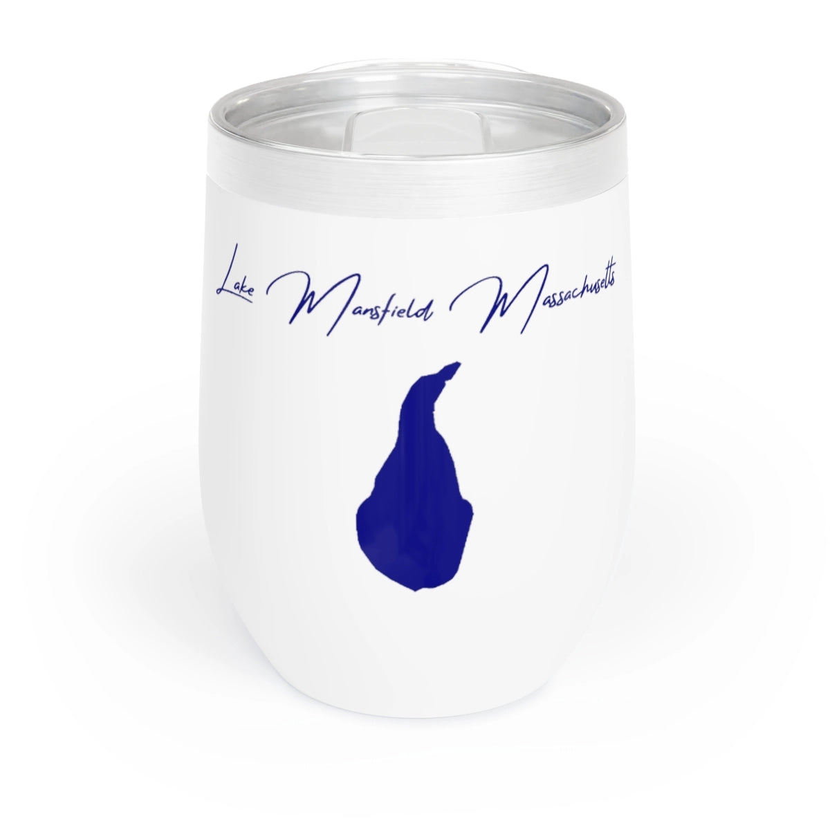 Massachusetts Lake Mansfield Wine Tumbler front position view from front white.webp