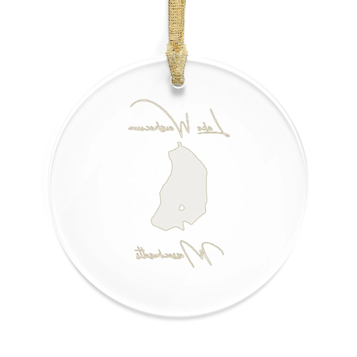 Massachusetts Lake Waushacum Tree Ornament other position view from back round.webp