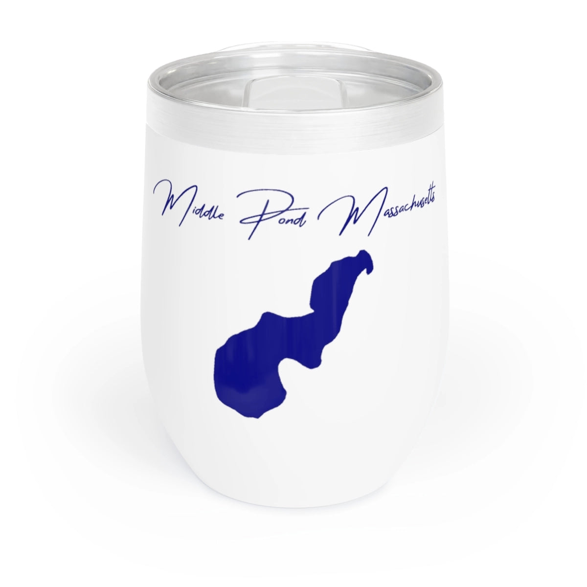 Massachusetts Middle Pond Wine Tumbler front position view from front white.webp