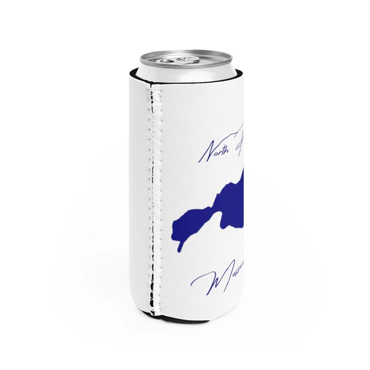Massachusetts North Pond Slim Can Koozie all position view from right white.webp