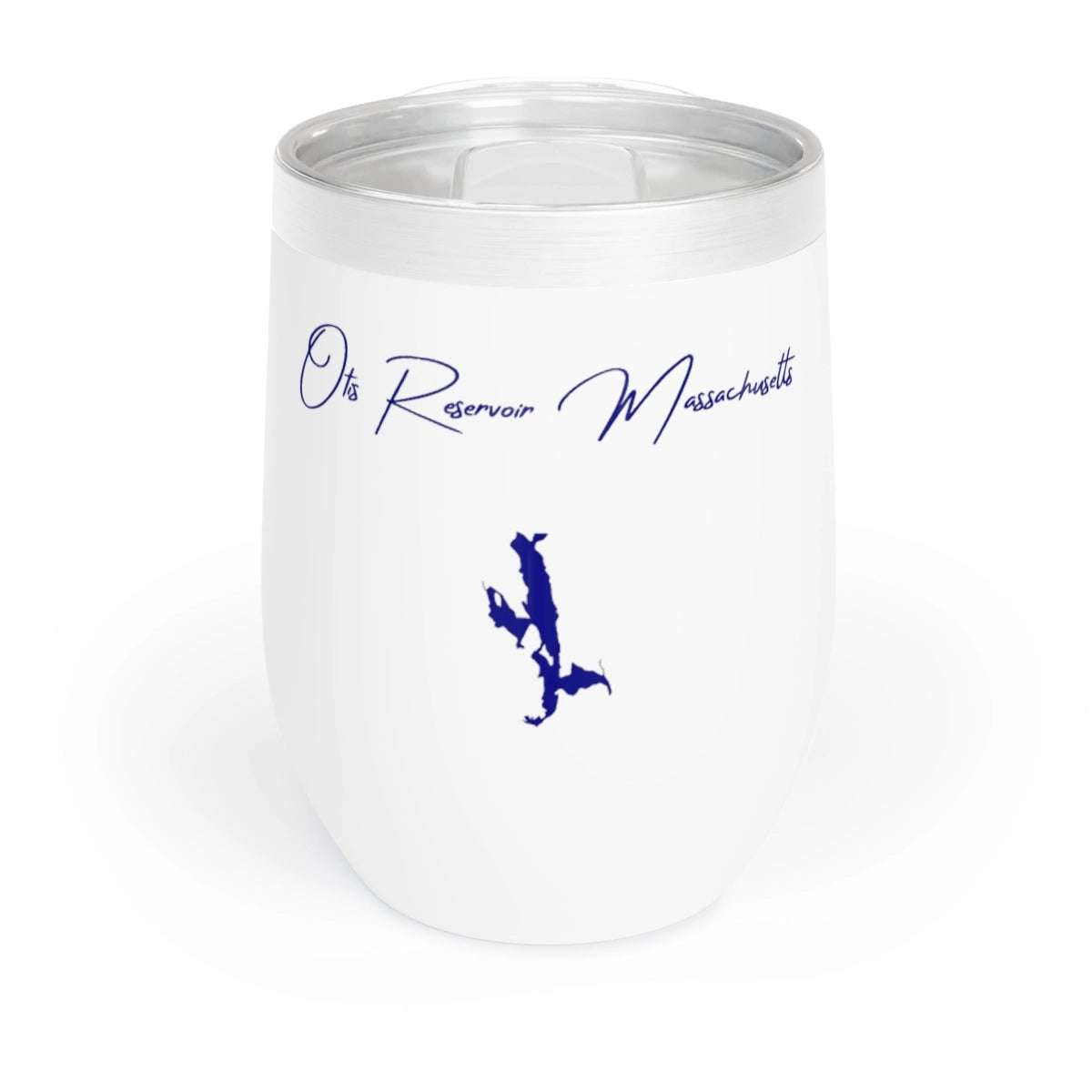 Massachusetts Otis Reservoir Wine Tumbler front position view from front white.webp