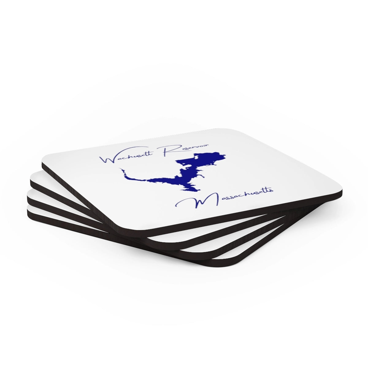 Massachusetts Wachusett Reservoir Coaster Set front position view from stacked 3.75 x 3.75.webp