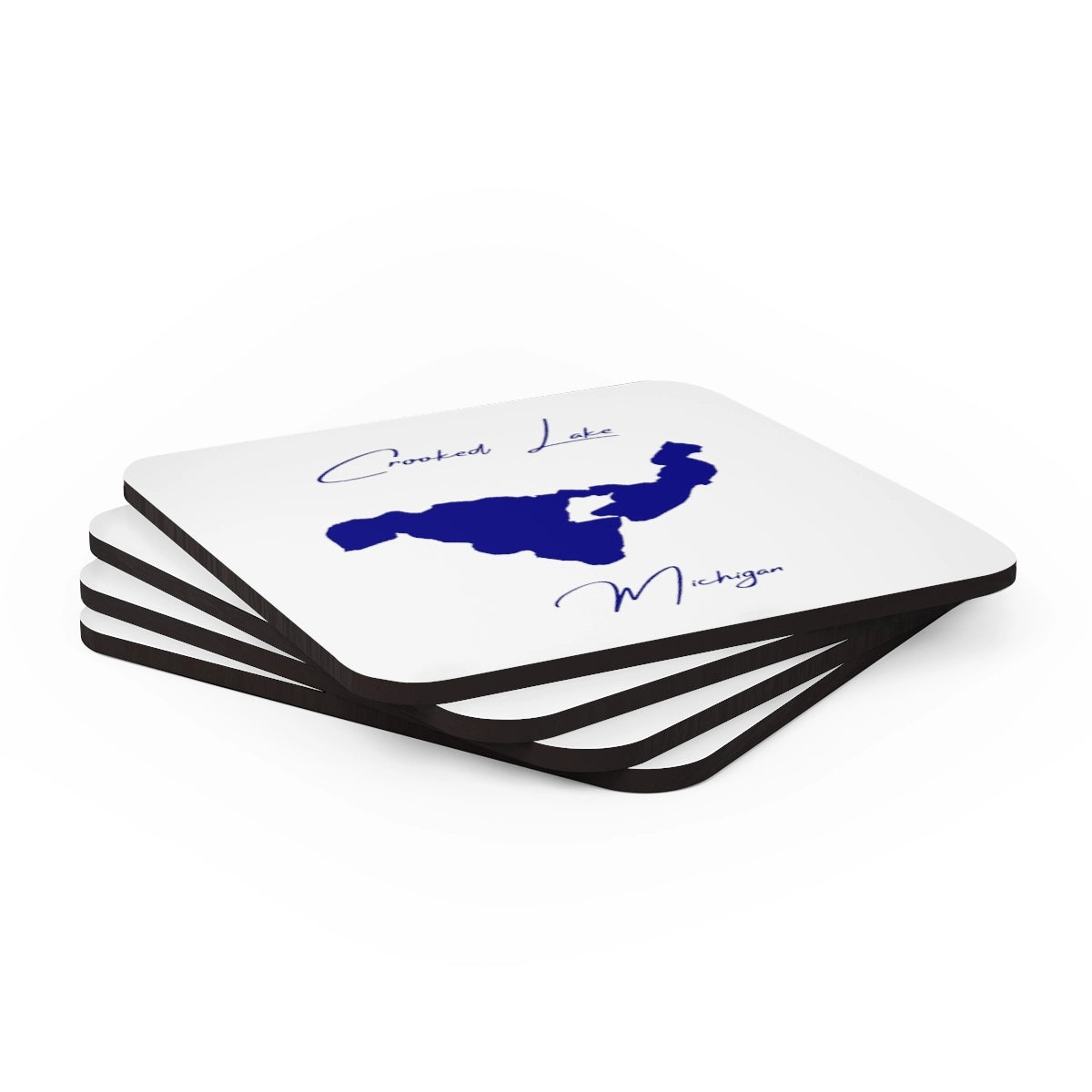 Michigan Crooked Lake Coaster Set front position view from stacked 3.75 x 3.75.webp