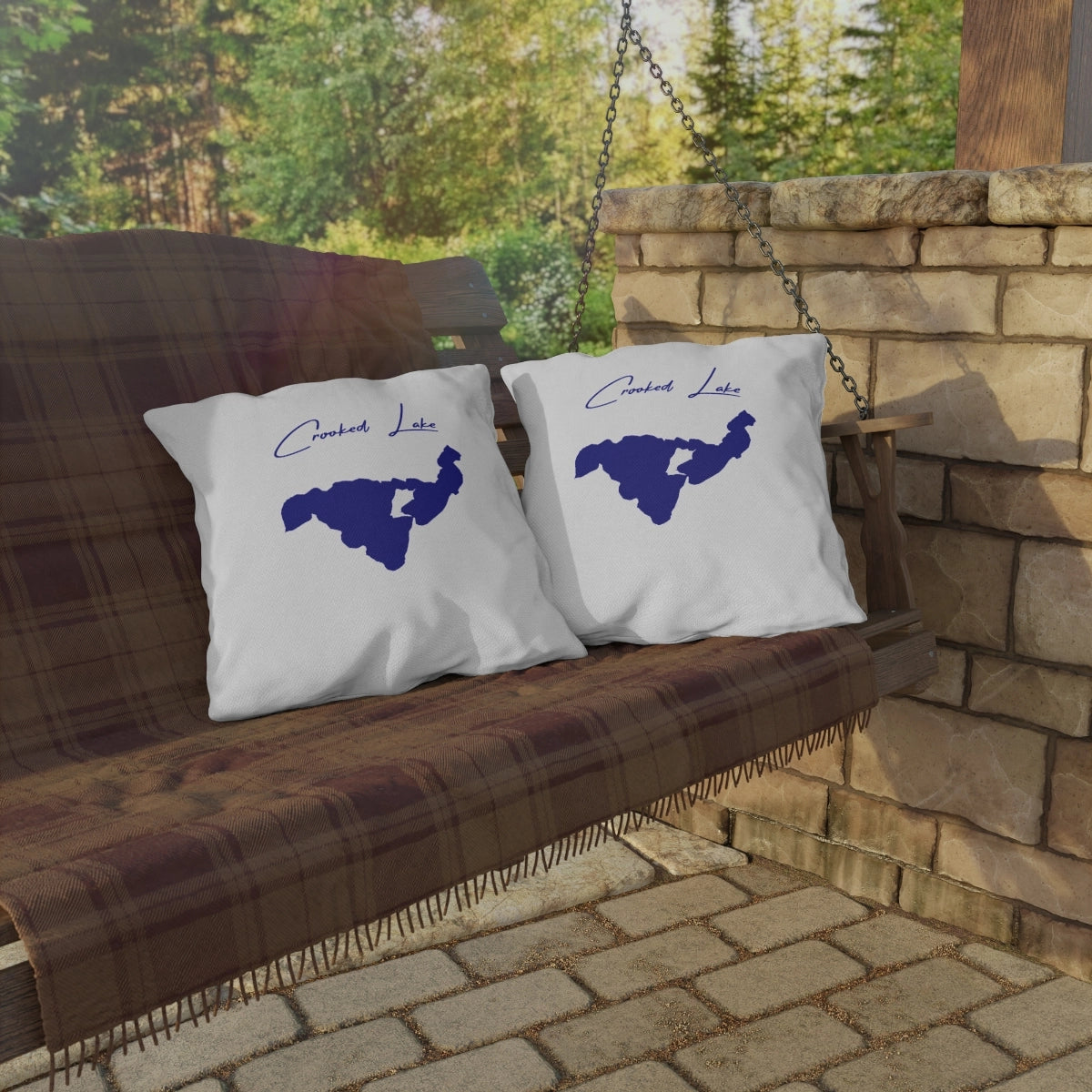 Michigan Crooked Lake Outdoor Pillow all position view from context-2 20 x 20.webp