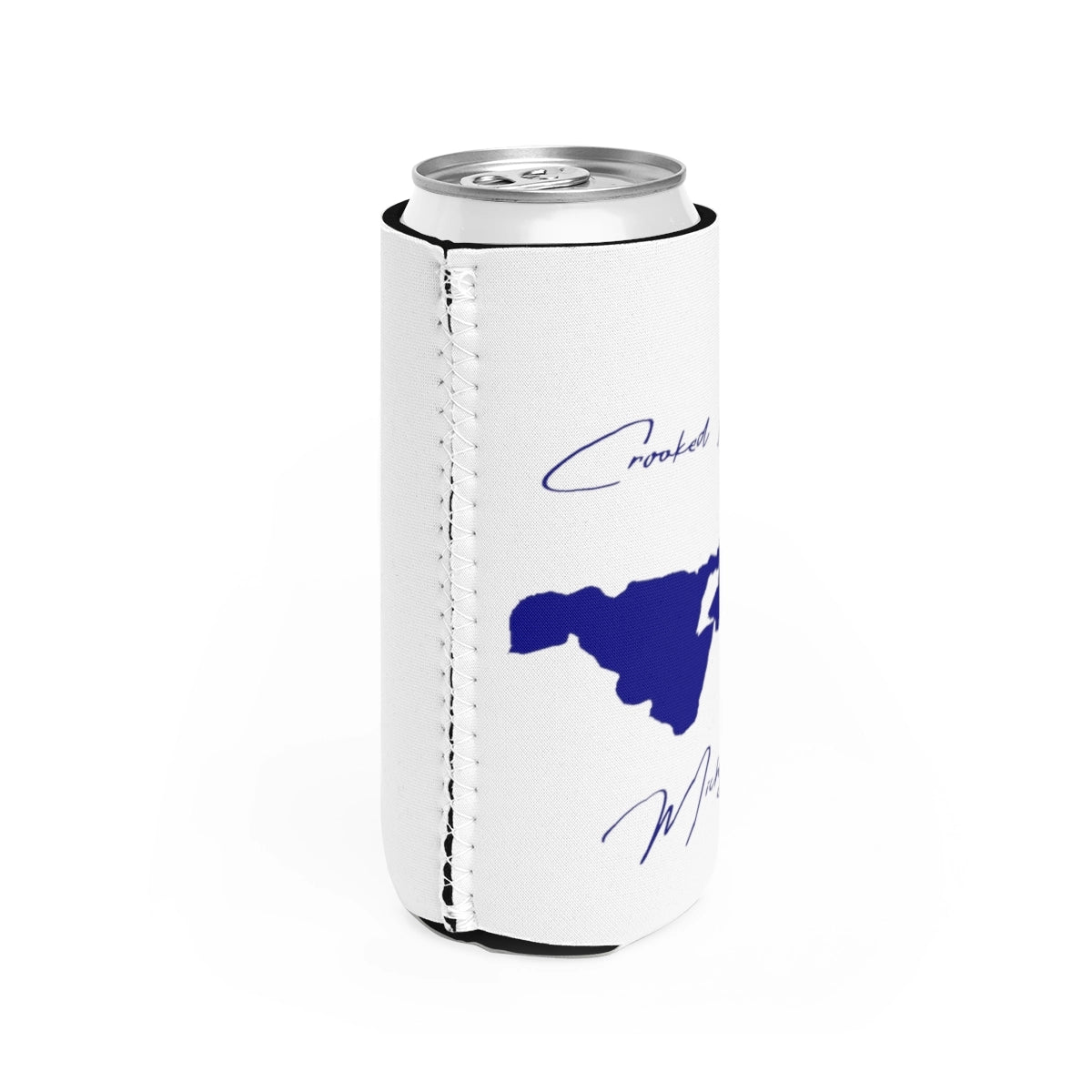 Michigan Crooked Lake Slim Can Koozie all position view from right white.webp