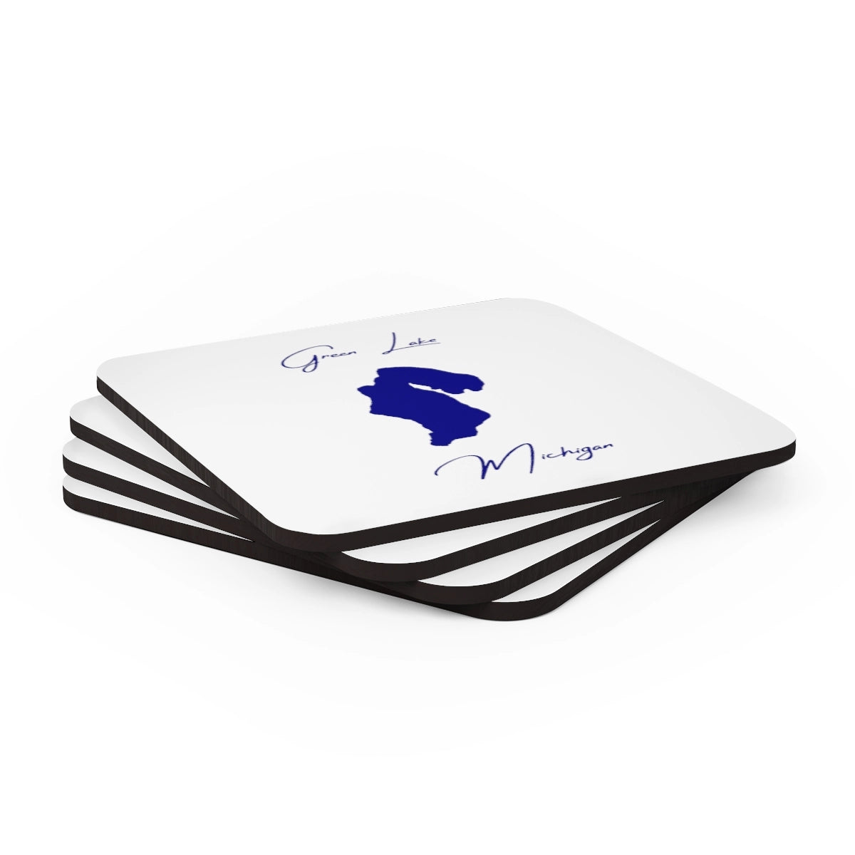 Michigan Green Lake Coaster Set front position view from stacked 3.75 x 3.75.webp