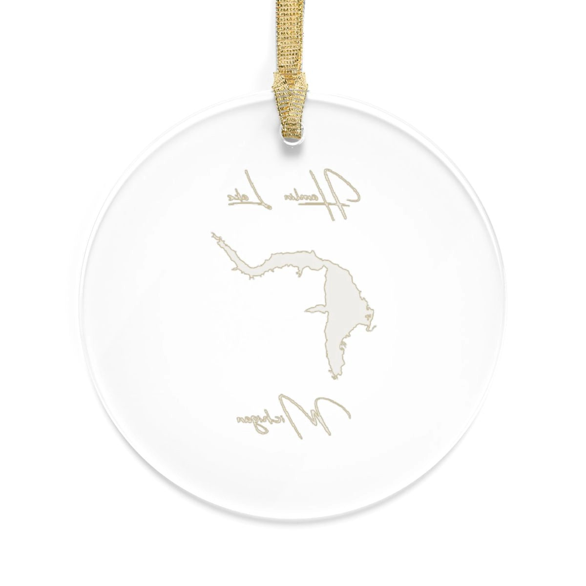 Michigan Hamlin Lake Tree Ornament other position view from back round.webp