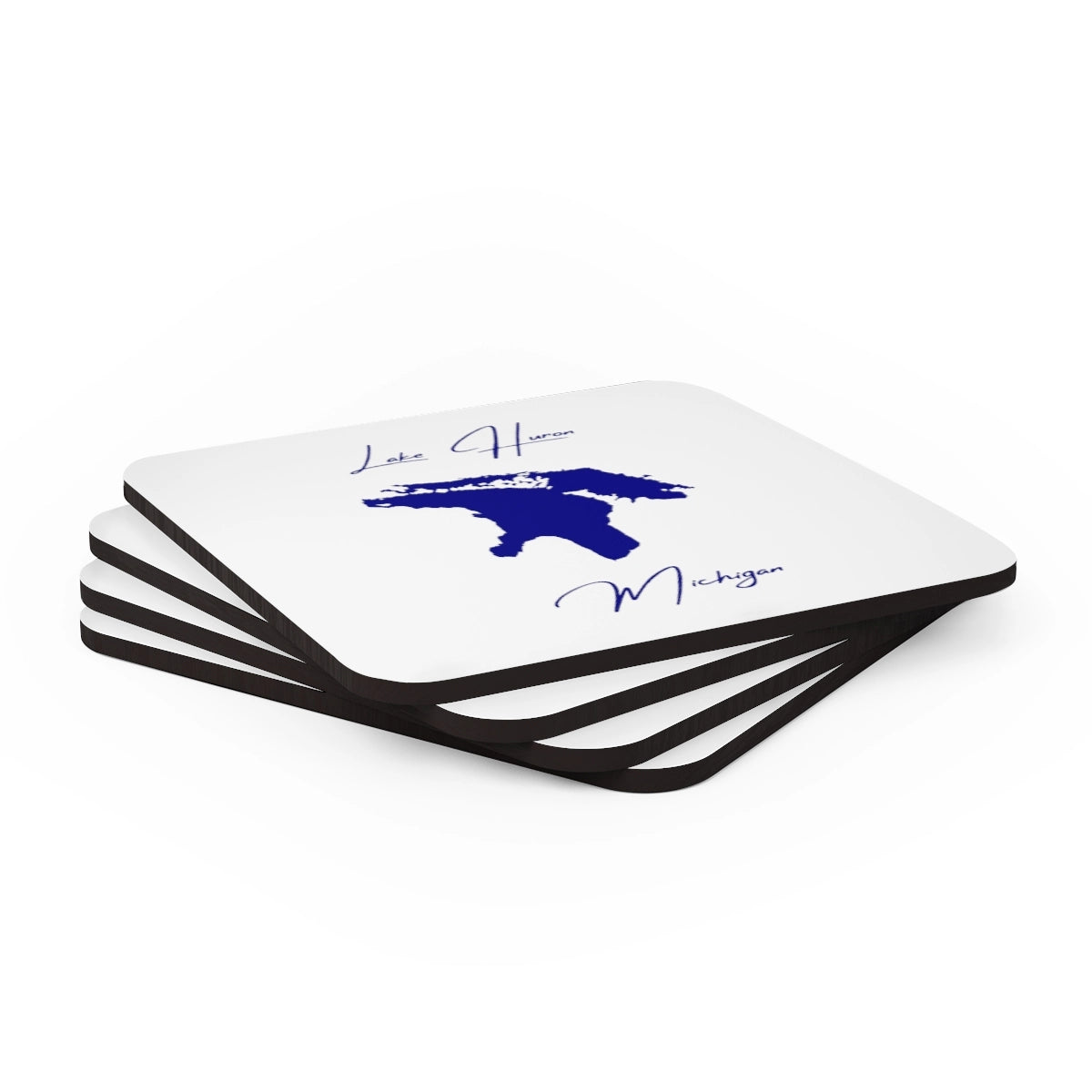 Michigan Lake Huron Coaster Set front position view from stacked 3.75 x 3.75.webp