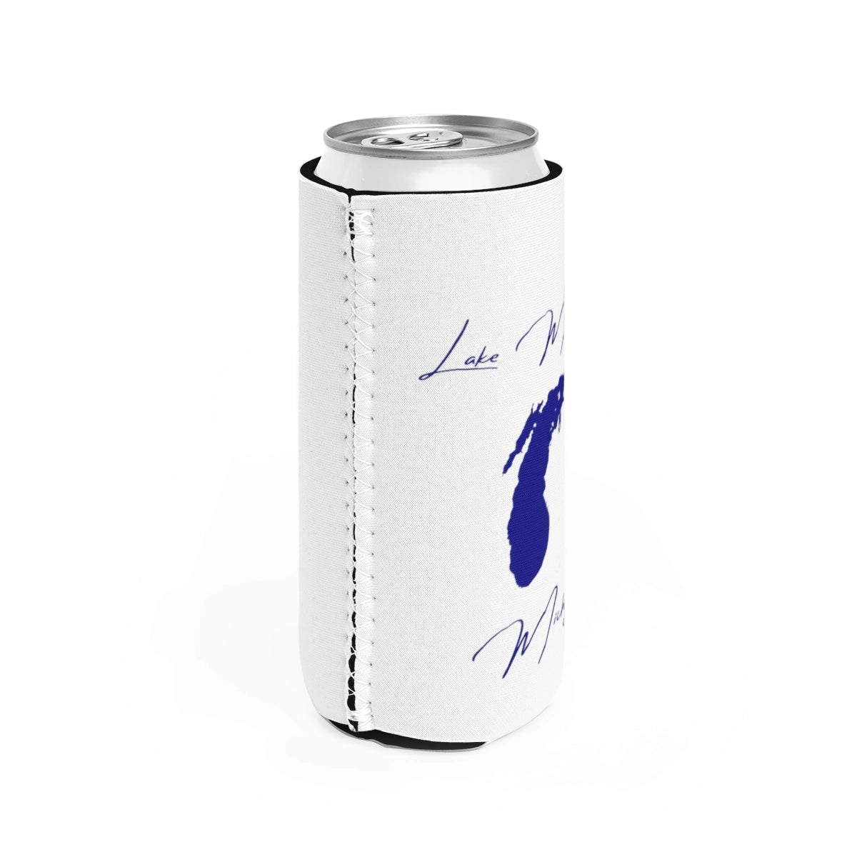 Michigan Lake Michigan Slim Can Koozie all position view from right white.webp