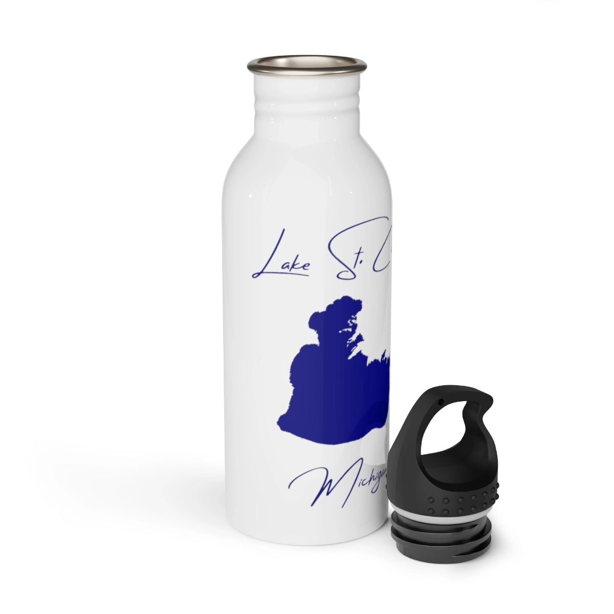 Michigan Lake St. Clair Water bottle other position view from open white.webp