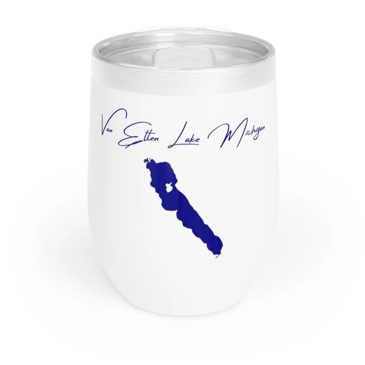 Michigan Van Etten Lake Wine Tumbler front position view from front white.webp