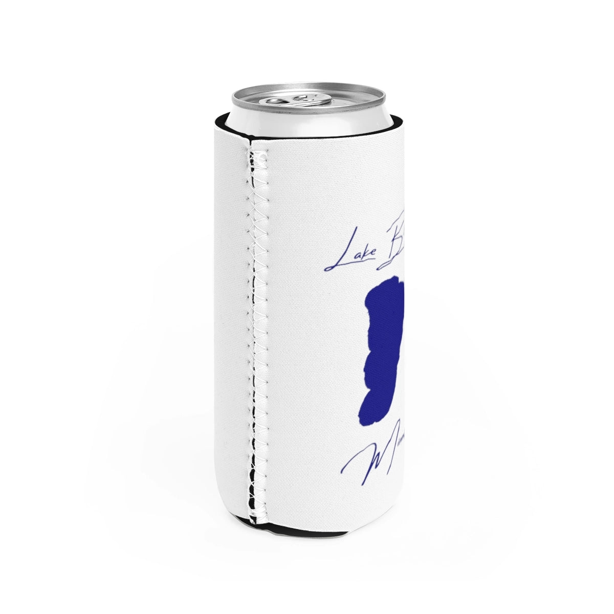 Minnesota Lake Bemidji Slim Can Koozie all position view from right white.webp