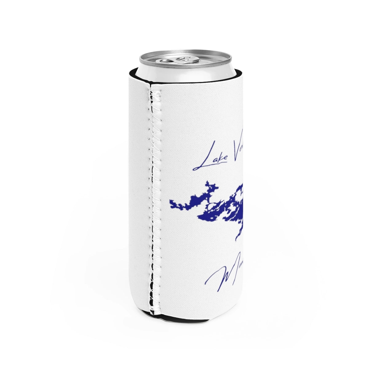 Minnesota Lake Vermilion Slim Can Koozie all position view from right white.webp