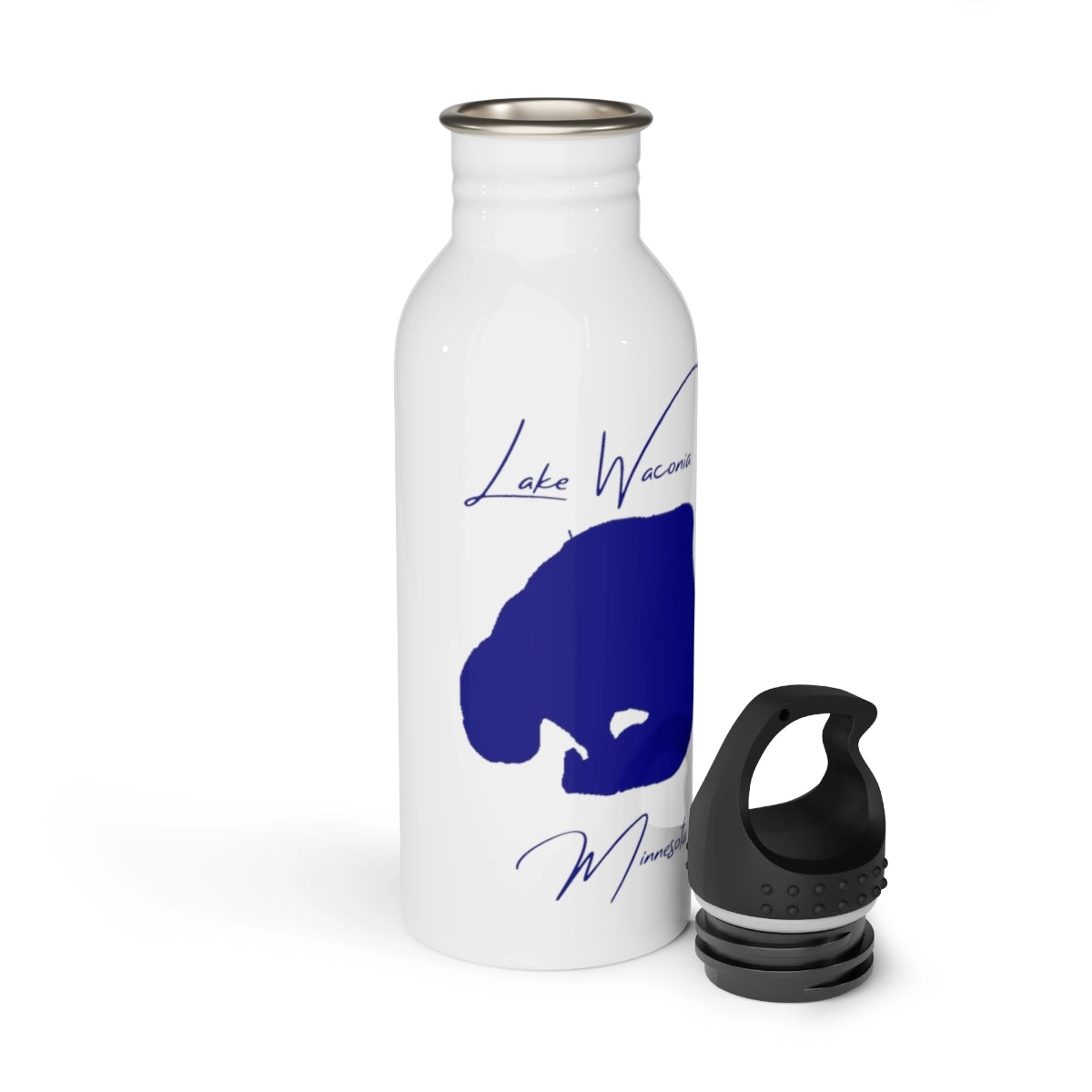 Minnesota Lake Waconia Water bottle other position view from open white.webp