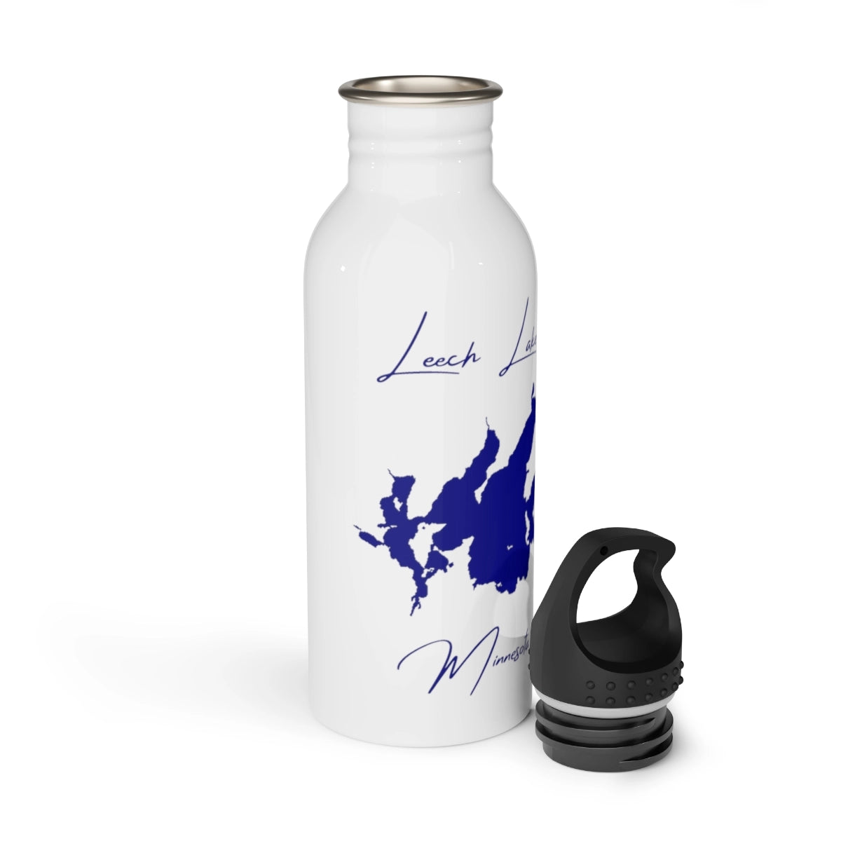 Minnesota Leech Lake Water bottle other position view from open white.webp