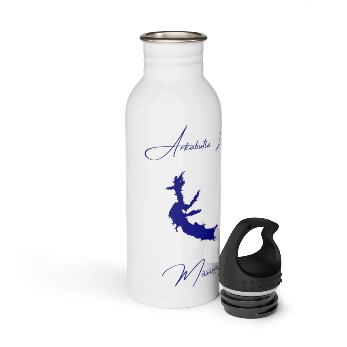 Mississippi Arkabutla Lake Water bottle other position view from open white.webp