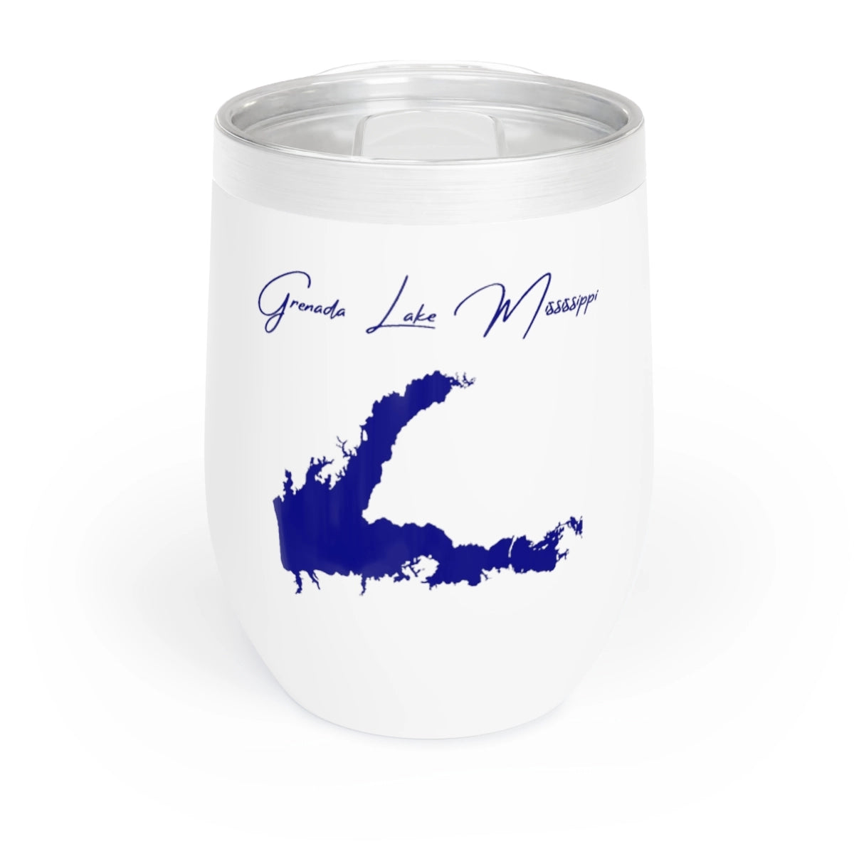 Mississippi Grenada Lake Wine Tumbler front position view from front white.webp