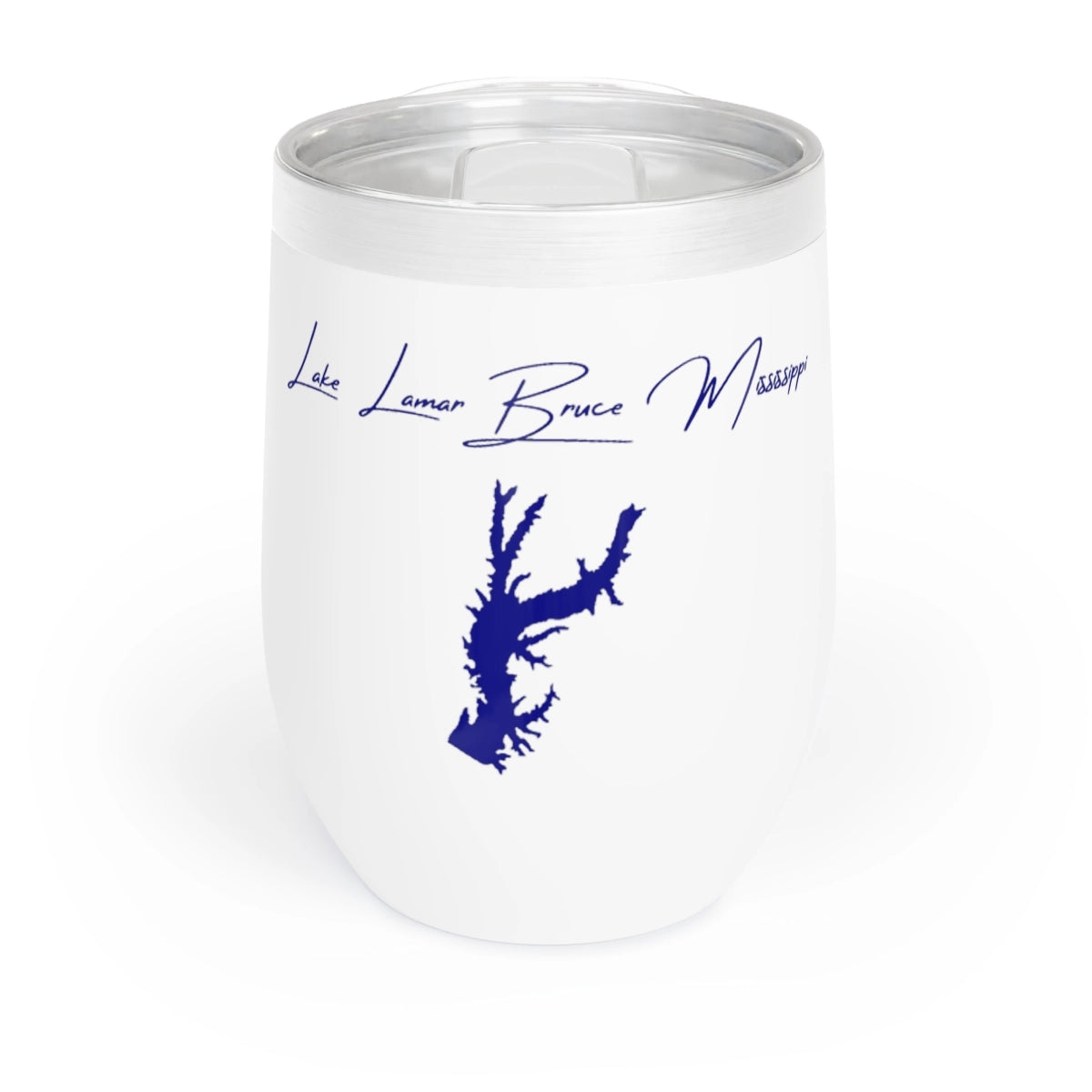 Mississippi Lake Lamar Bruce Wine Tumbler front position view from front white.webp