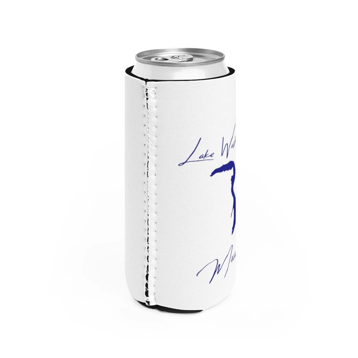 Mississippi Lake Washington Slim Can Koozie all position view from right white.webp