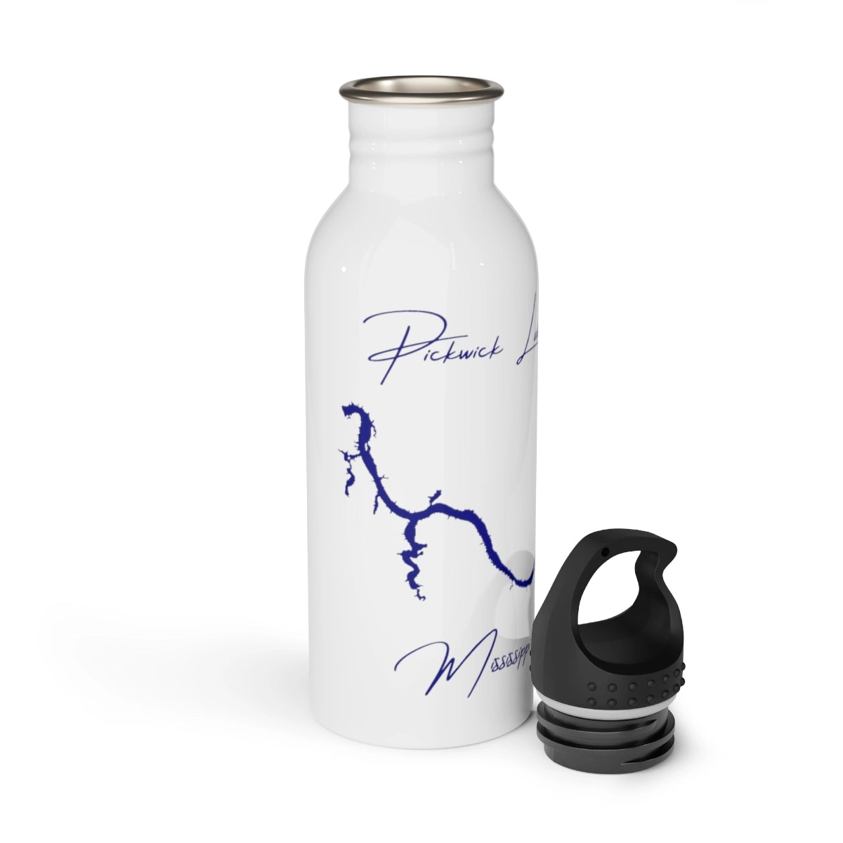 Mississippi Pickwick Lake Water bottle other position view from open white.webp