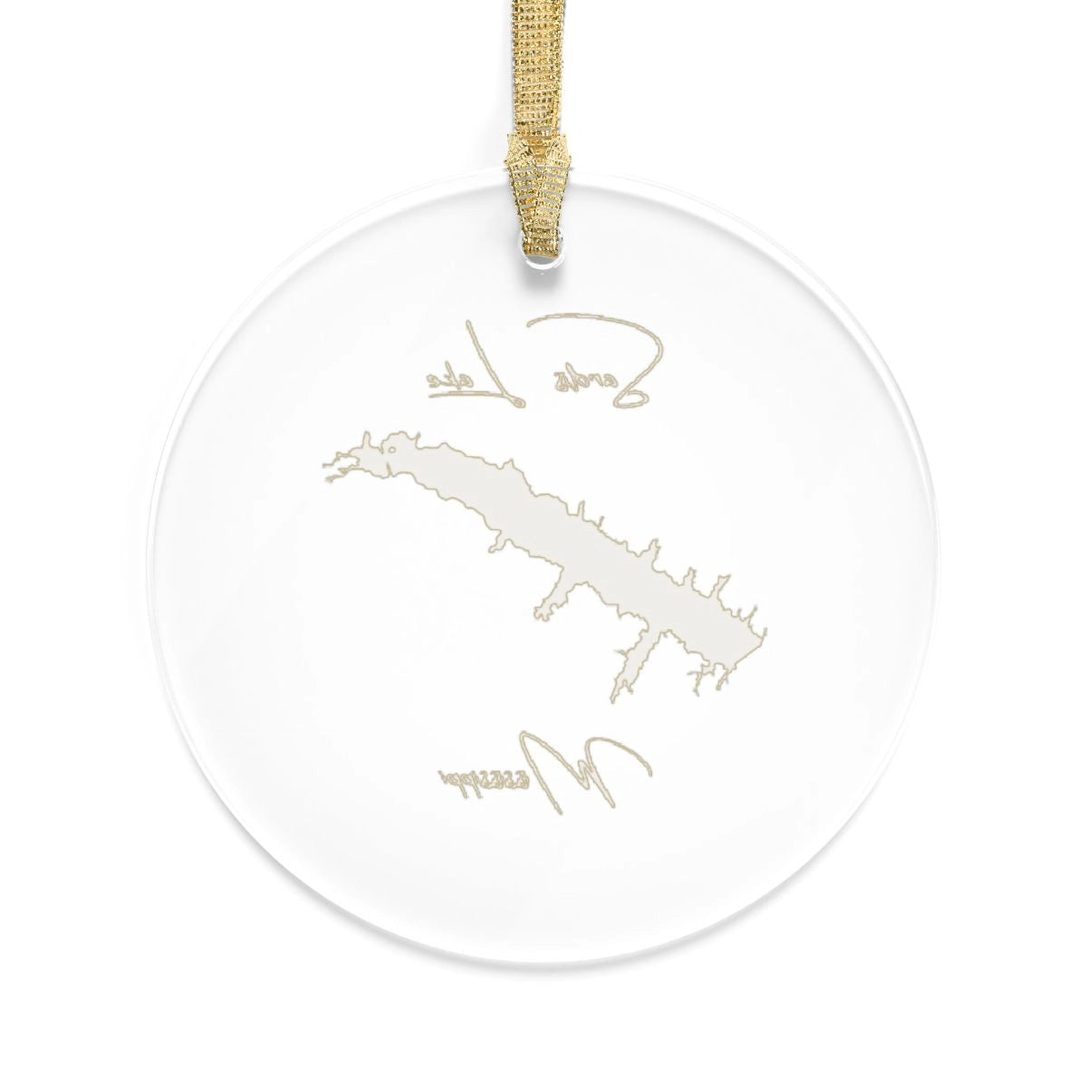 Mississippi Sardis Lake Tree Ornament other position view from back round.webp