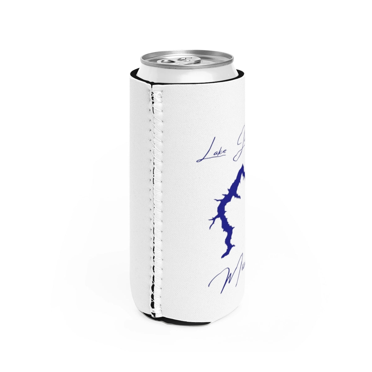 Missouri Lake Jacomo Slim Can Koozie all position view from right white.webp