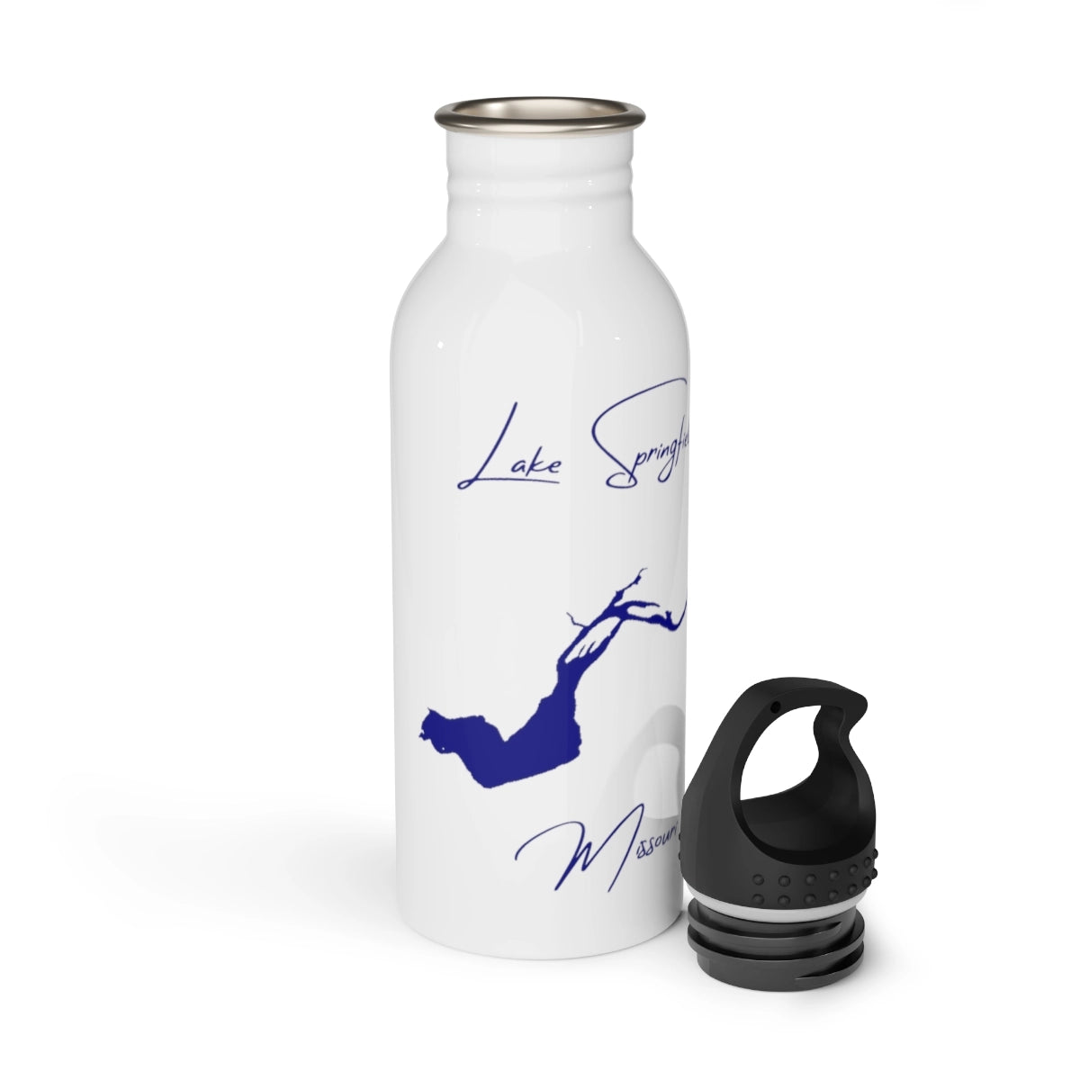 Missouri Lake Springfield Water bottle other position view from open white.webp