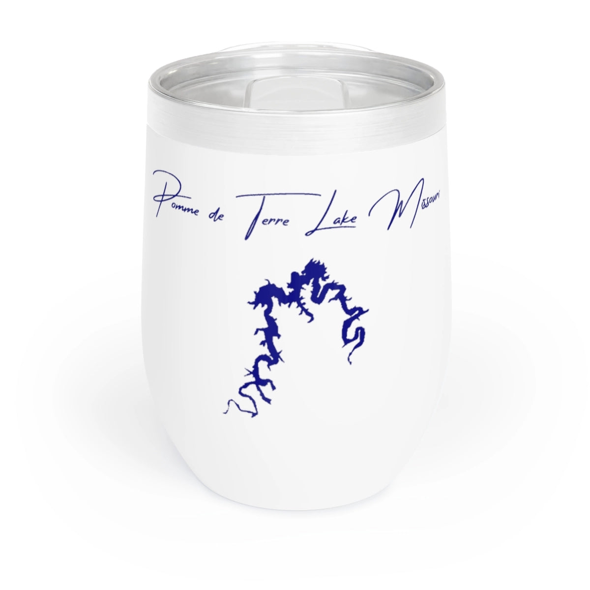 Missouri Pomme de Terre Lake Wine Tumbler front position view from front white.webp