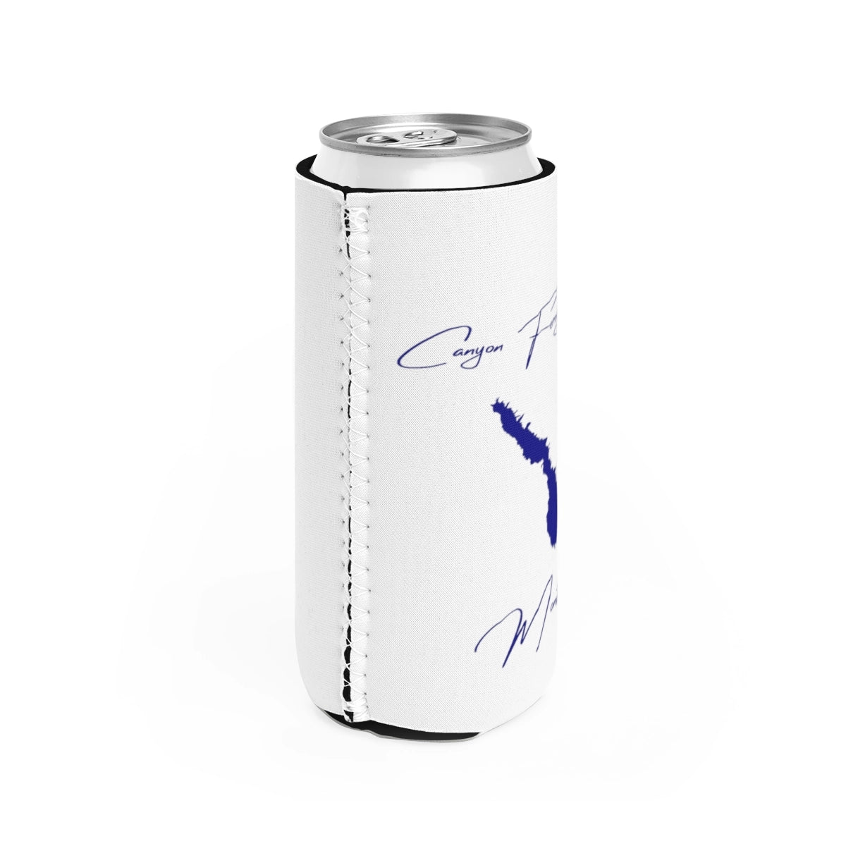 Montana Canyon Ferry Lake Slim Can Koozie all position view from right white.webp