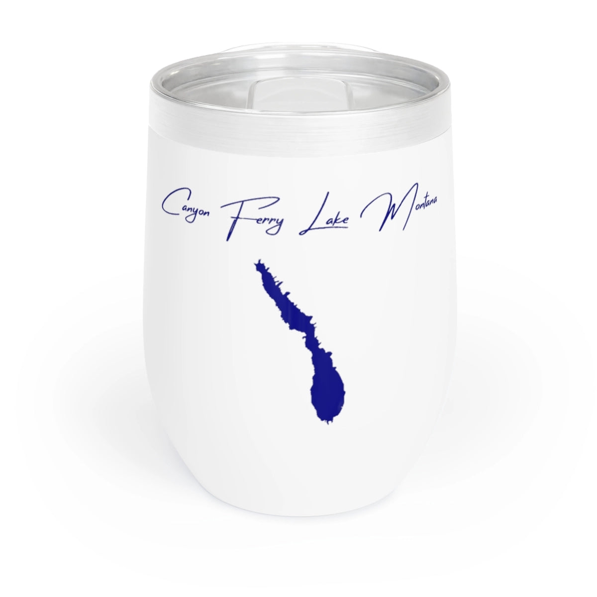 Montana Canyon Ferry Lake Wine Tumbler front position view from front white.webp