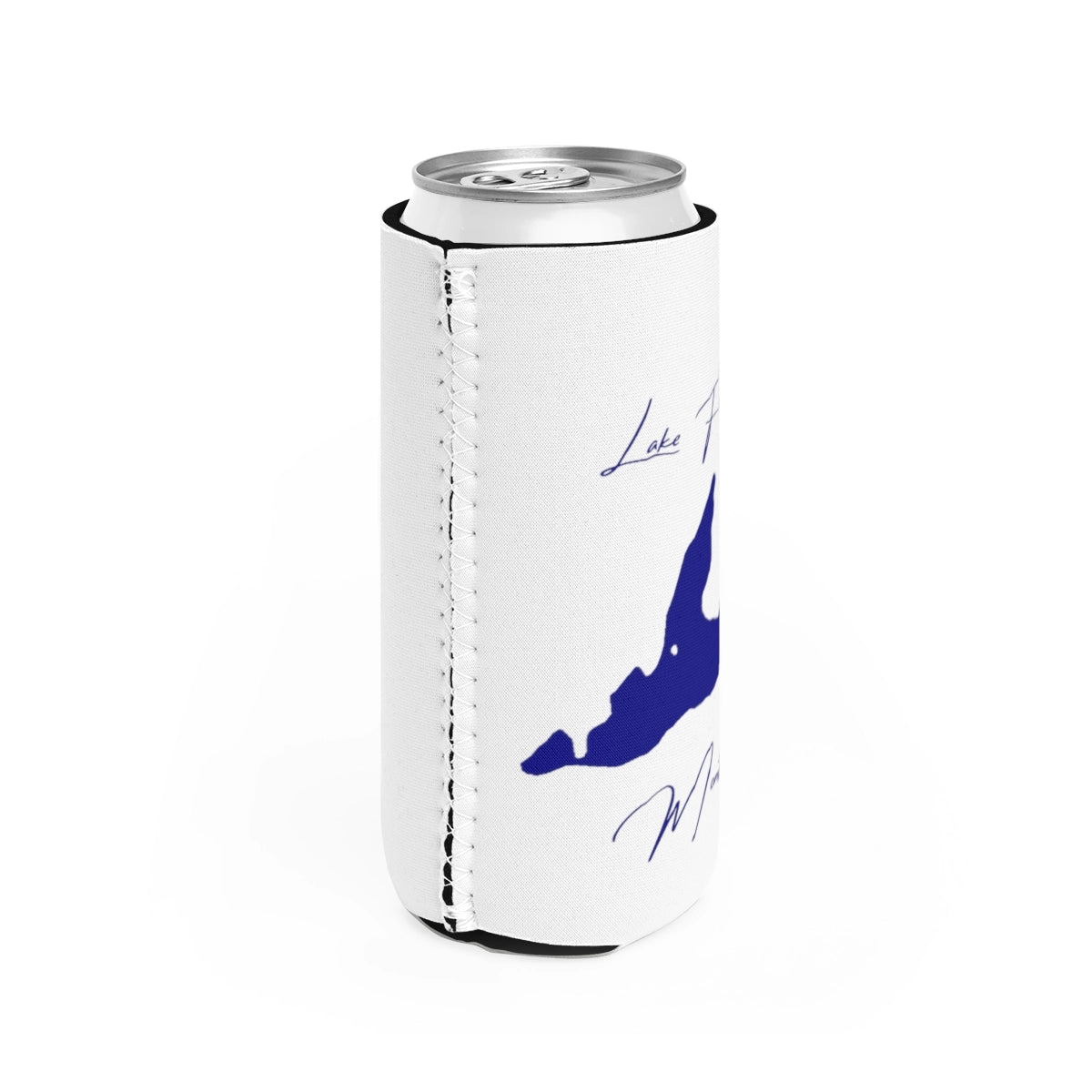 Montana Lake Five Slim Can Koozie all position view from right white.webp