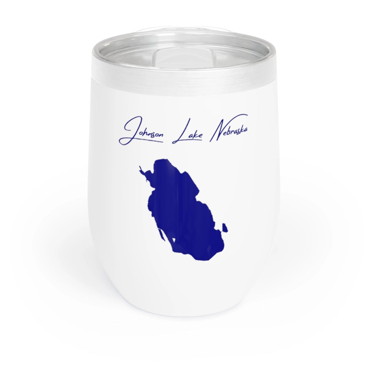 Nebraska Johnson Lake Wine Tumbler front position view from front white.webp