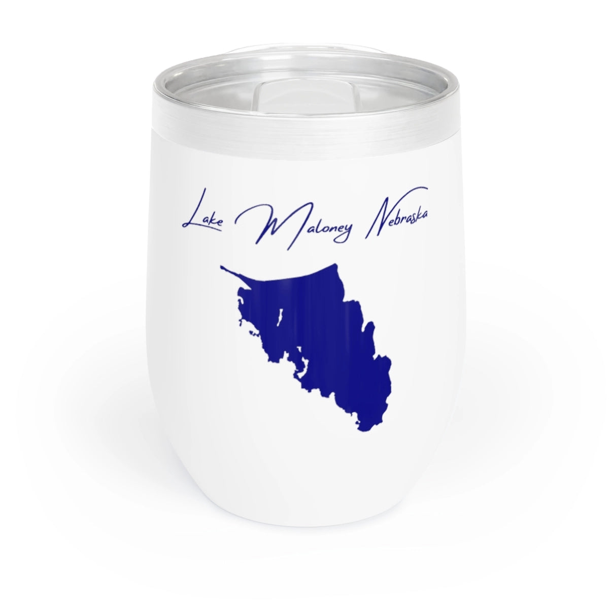 Nebraska Lake Maloney Wine Tumbler front position view from front white.webp
