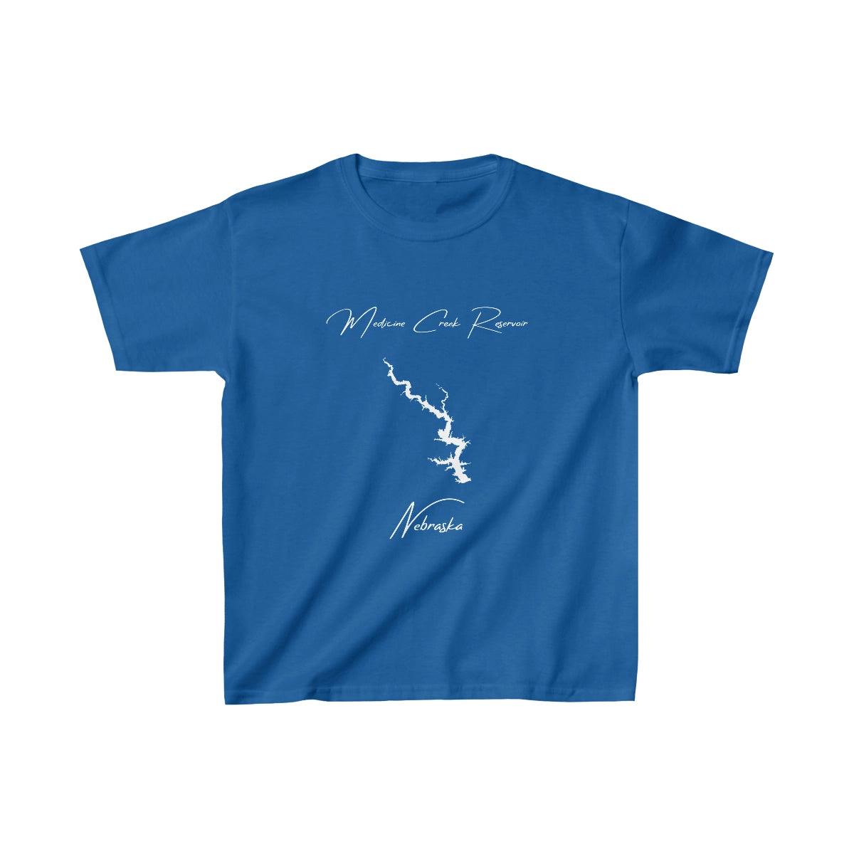 Nebraska Medicine Creek Reservoir Youth T-shirt front position view from front royal.webp