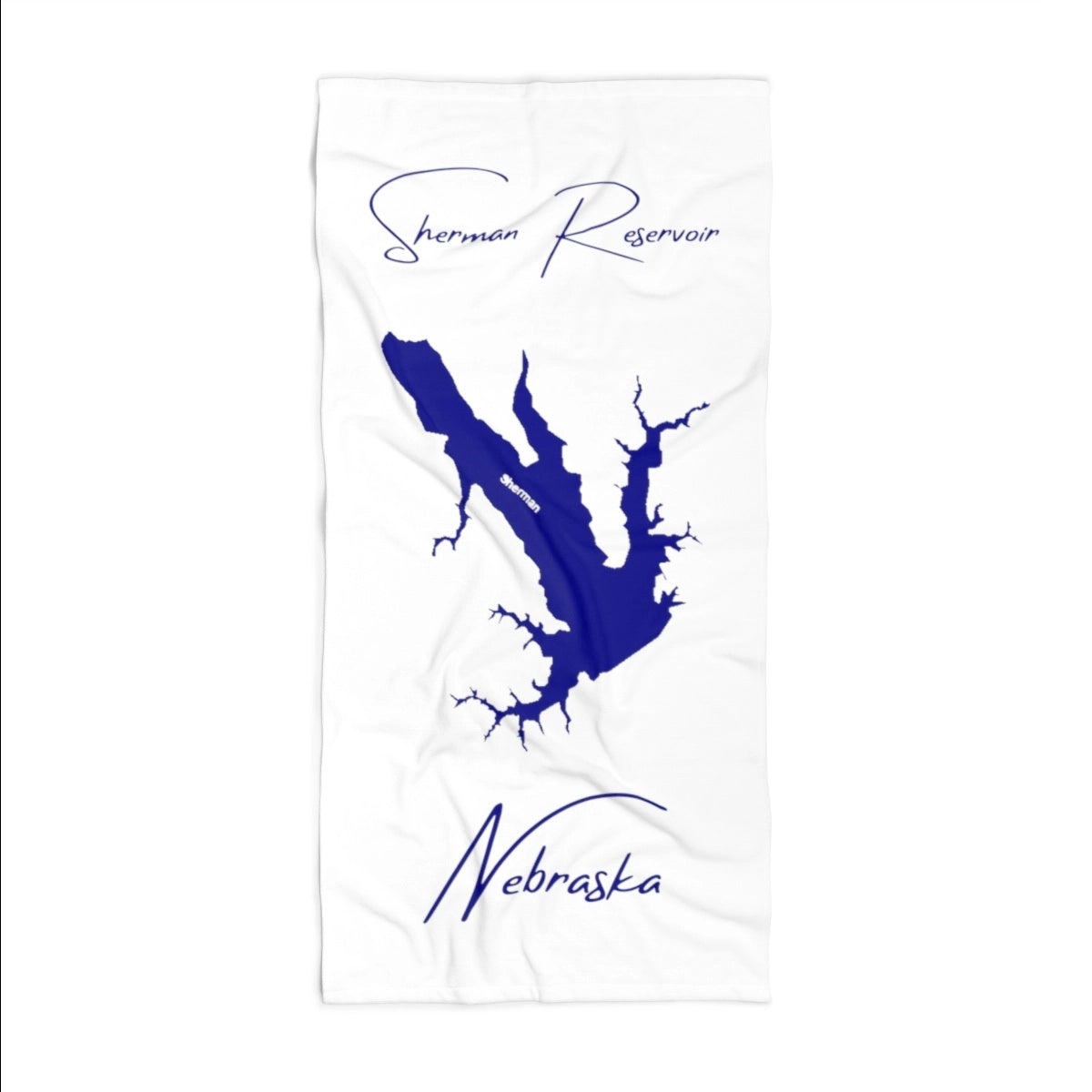 Nebraska Sherman Reservoir Beach Towel front position view from front 36 x 72.webp