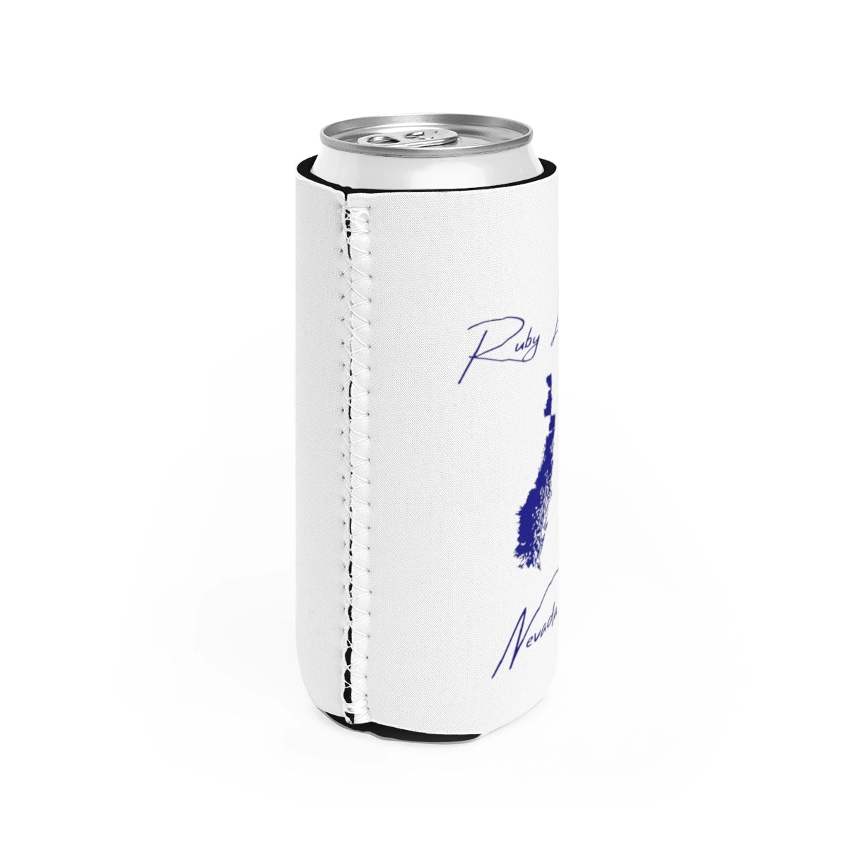 Nevada Ruby Lake Slim Can Koozie all position view from right white.webp