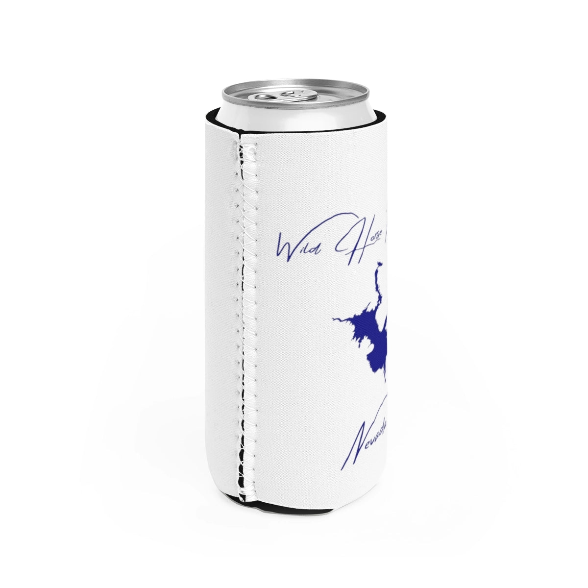 Nevada Wild Horse Reservoir Slim Can Koozie all position view from right white.webp