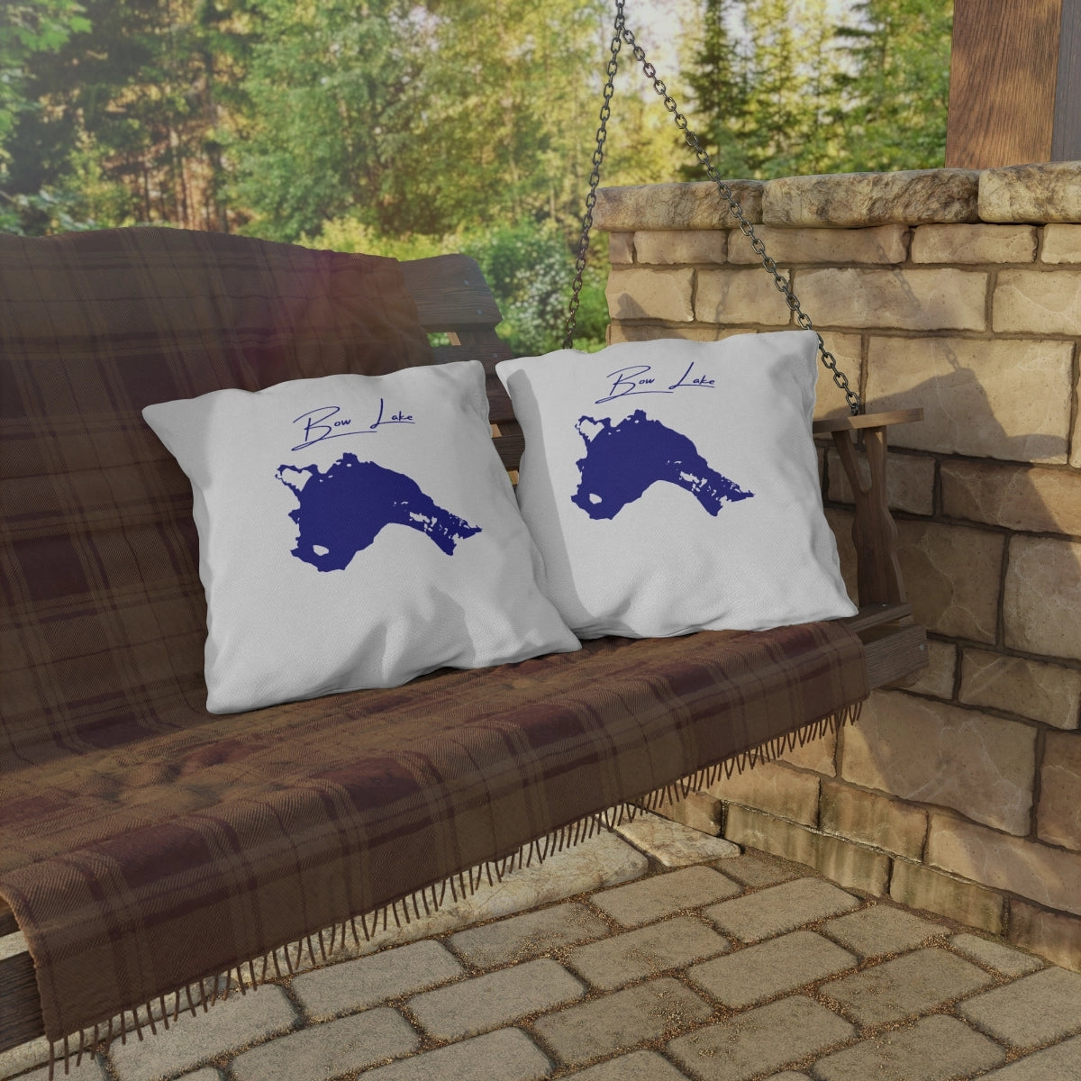 New Hampshire Bow Lake Outdoor Pillow all position view from context-2 20 x 20.webp