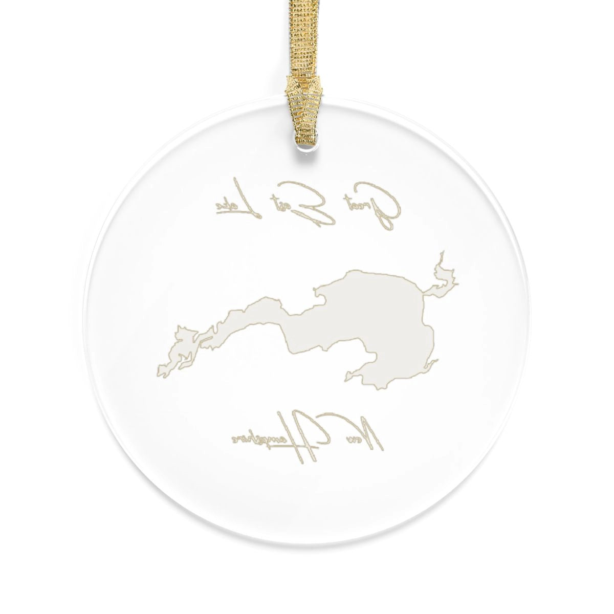 New Hampshire Great East Lake Tree Ornament other position view from back round.webp