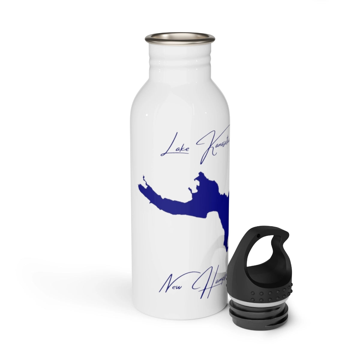 New Hampshire Lake Kanasatka Water bottle other position view from open white.webp