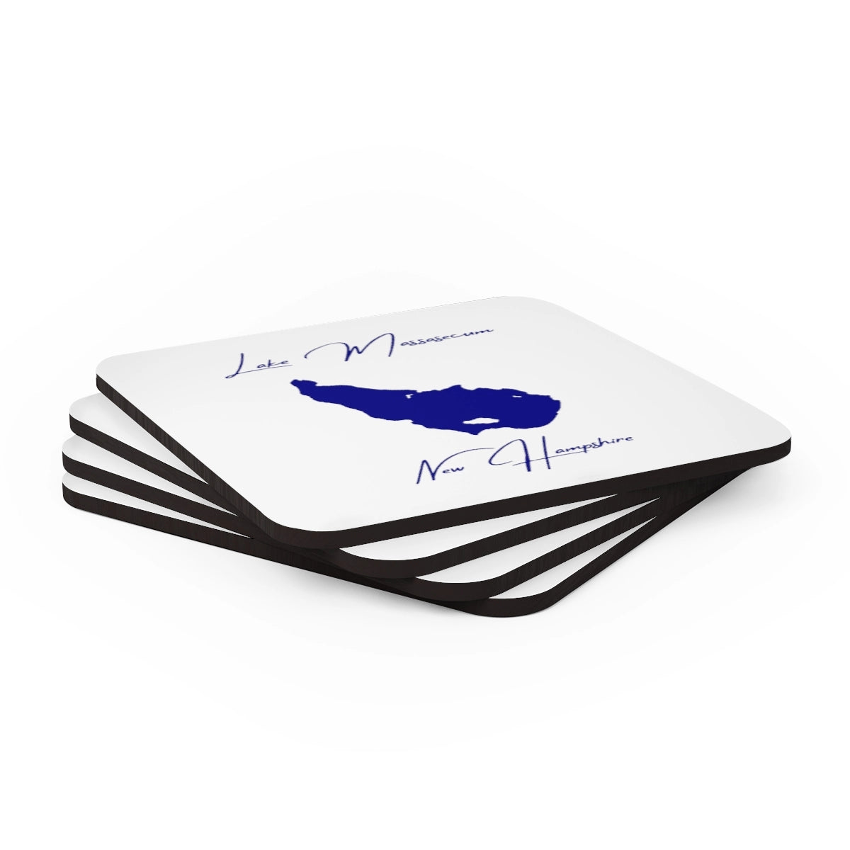 New Hampshire Lake Massasecum Coaster Set front position view from stacked 3.75 x 3.75.webp