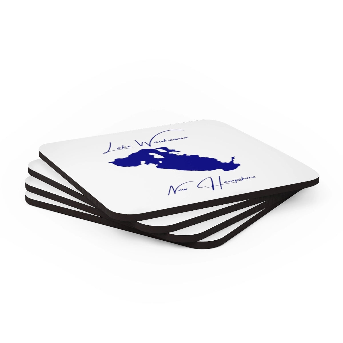New Hampshire Lake Waukewan Coaster Set front position view from stacked 3.75 x 3.75.webp